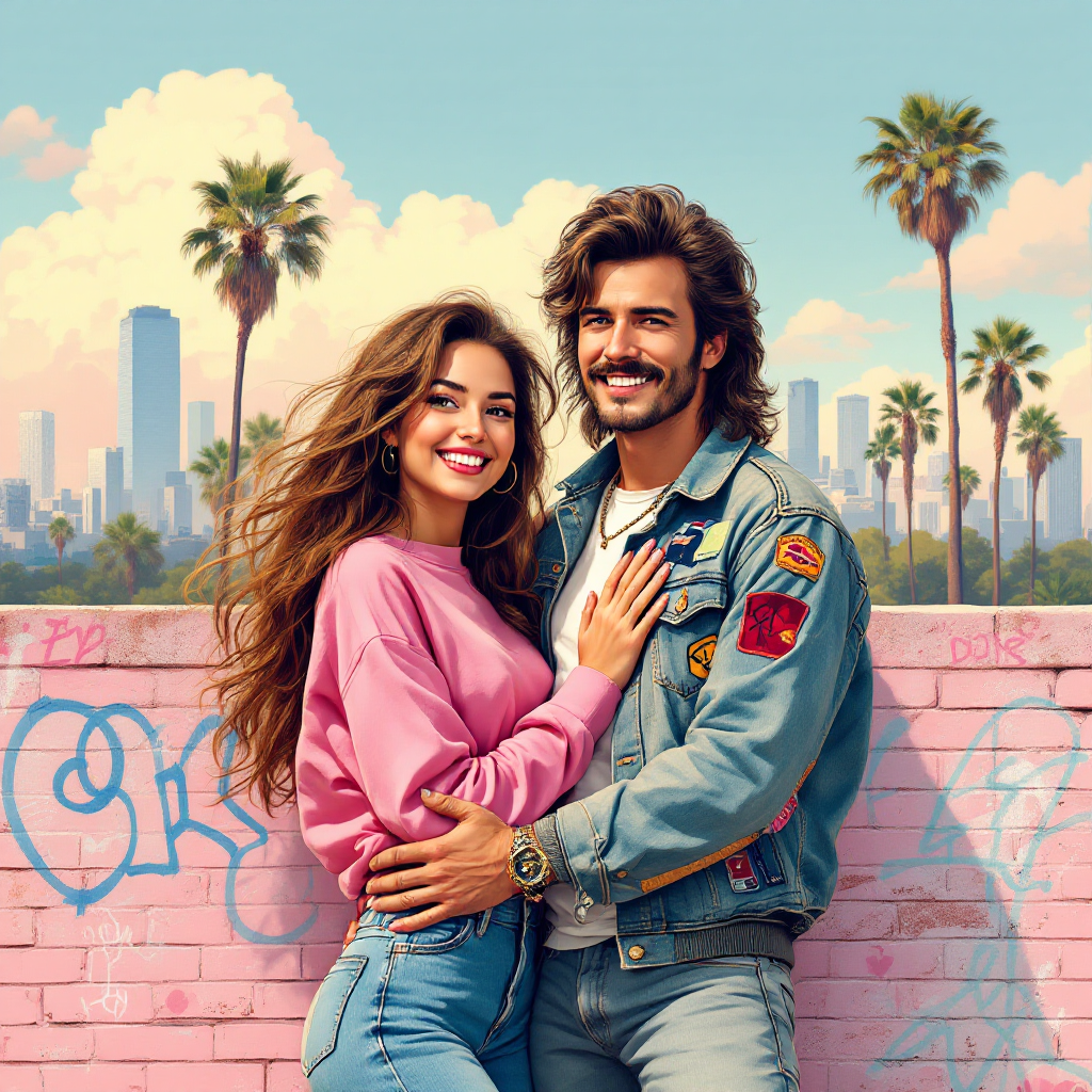 A couple stands joyfully together in front of a vibrant urban backdrop, symbolizing the strong foundation of friendship vital for a successful romantic partnership.