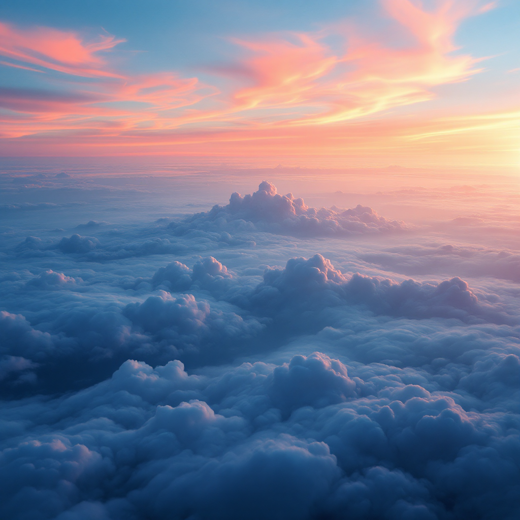 A breathtaking view of pastel-hued clouds at sunset, evoking a sense of adventure and limitless possibilities, beautifully capturing the essence of the sky is just the beginning.