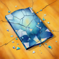 An illustrated image of a shattered book lying on a wooden floor, with pieces scattered around, symbolizing the fragility of trust and the difficulty of rebuilding it once broken.