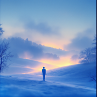 A solitary figure stands in a serene snowy landscape at dawn, embodying the calm reassurance of the quote, You do not need to be afraid of me. I will not hurt you.