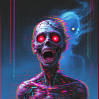 A gaunt, skeletal figure with glowing red eyes screams in terror, surrounded by ghostly wisps. The eerie scene reflects the duality of fear as both a motivator and a downfall.