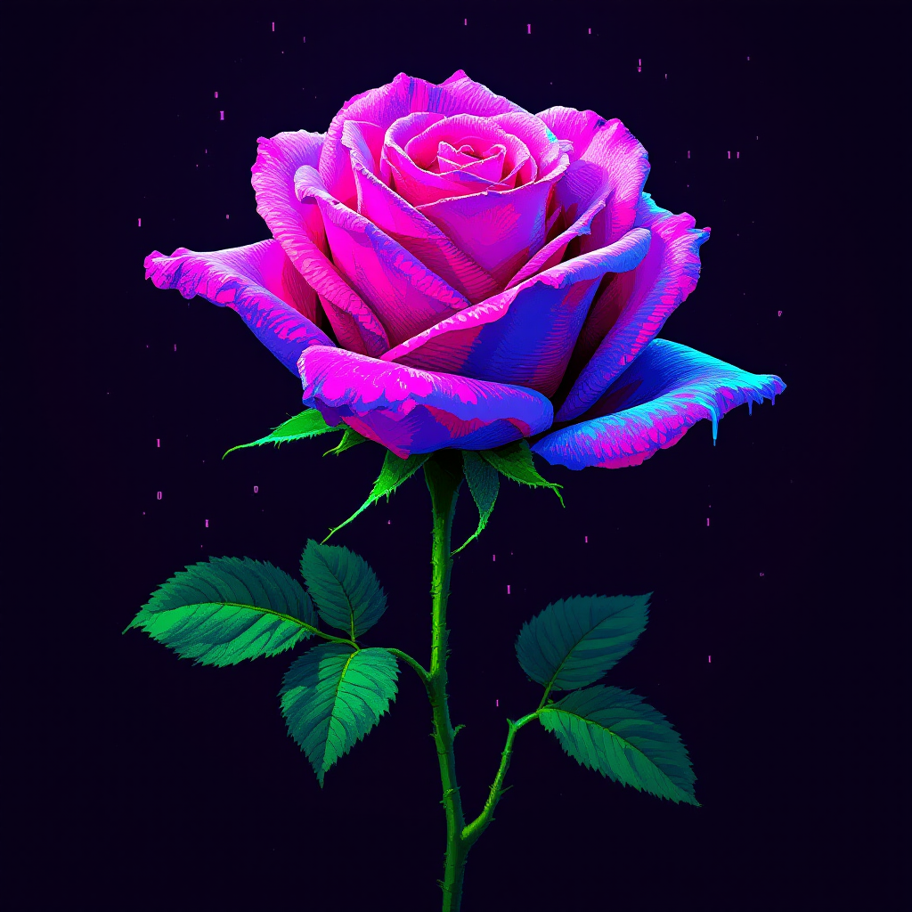 A vibrant, stylized rose in shades of purple and pink stands against a dark backdrop, embodying the quote about personal responsibility for one’s rose.