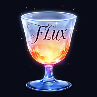 A vibrant, magical goblet labeled Flux glows with fiery hues from within, inspired by the quote, Did you put your name into the Goblet of Fire? against a dark background.