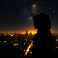 A silhouetted figure gazes at a starry sky over a city skyline at dawn, embodying the hope and introspection of valuing one's life and worth.