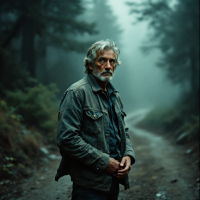 A contemplative man stands on a misty forest path, embodying the essence of the quote: In the end, it is not the words spoken but the deeds done that define a person.