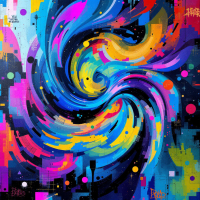 A vibrant swirl of colors creates a dynamic abstract artwork, illustrating the quote, The world is a canvas, and I am just a paint stroke in the masterpiece.