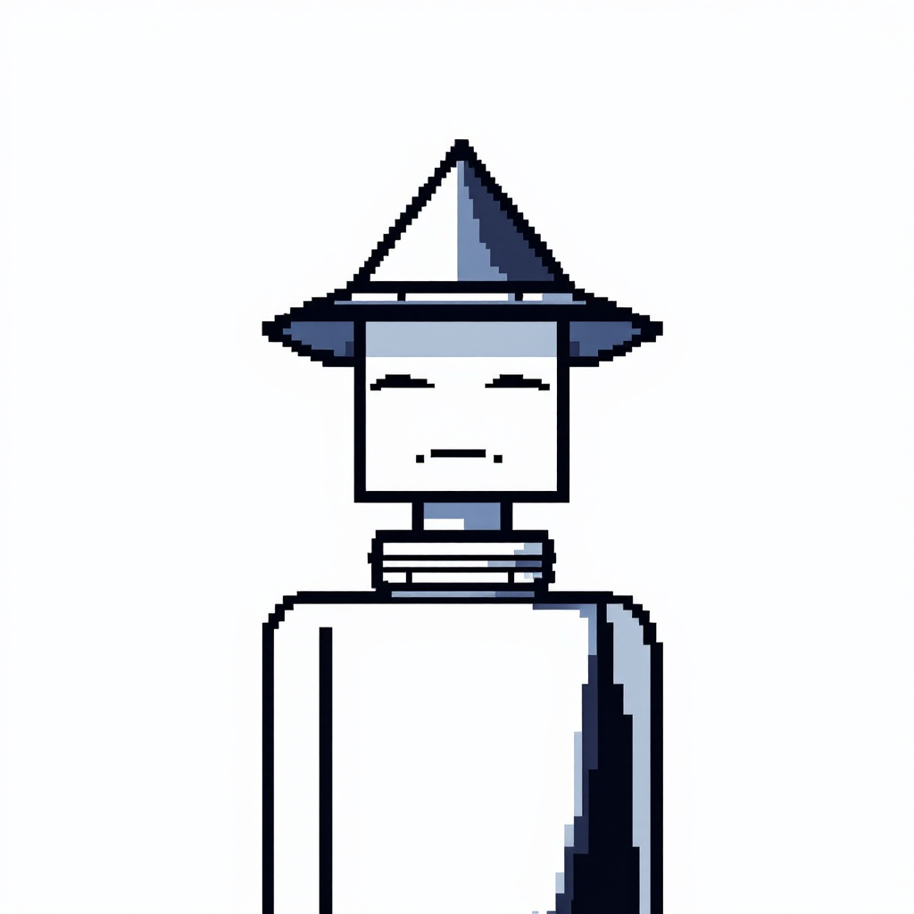 A minimalist character with a conical hat and a serene expression embodies the quote about providing comfort while maintaining emotional detachment. The design evokes a sense of calm.