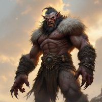 A muscular creature with bestial features, sharp teeth, claws, and large eyes stands powerfully against a dramatic sky, embodying the warrior spirit of the Ildirans.