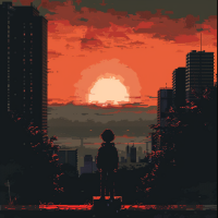 A silhouetted person stands in front of a cityscape at sunset, evoking the hope of a new day with no mistakes in it, inspired by the book quote: Isn't it nice to think that tomorrow is a new day with no mistakes in it yet?