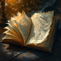 An open, weathered book lies on a wooden surface, pages gently curled, illuminated by warm light, evoking the question of the fate of stories yet to be told.