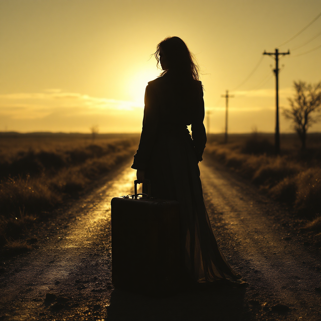 A silhouetted figure stands on a deserted road at sunset, holding a suitcase. The image evokes the quote: “If you don't know where you're going, you might end up where you're headed.”