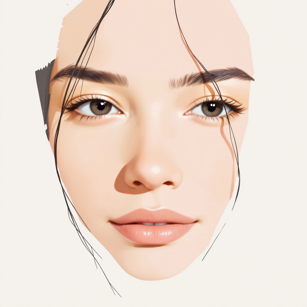 A close-up illustration of a serene young woman’s face, with smooth skin and expressive eyes, embodying the essence of being, as reflected in the quote about the verb 'to be.'