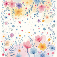 A floral border filled with pastel flowers and delicate leaves, scattered with colorful stars, embodies the beauty in life's unpredictability.