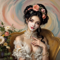 A woman with a delicate mask adorned with floral elements gazes serenely, embodying the quote, You can disguise your face, but you cannot disguise your heart, against a swirling pastel background.