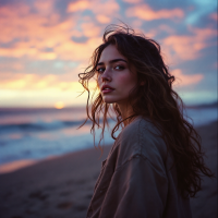 A contemplative young woman gazes over her shoulder at a vibrant sunset, embodying the essence of connection and self-discovery reflected in the quote about relationships.