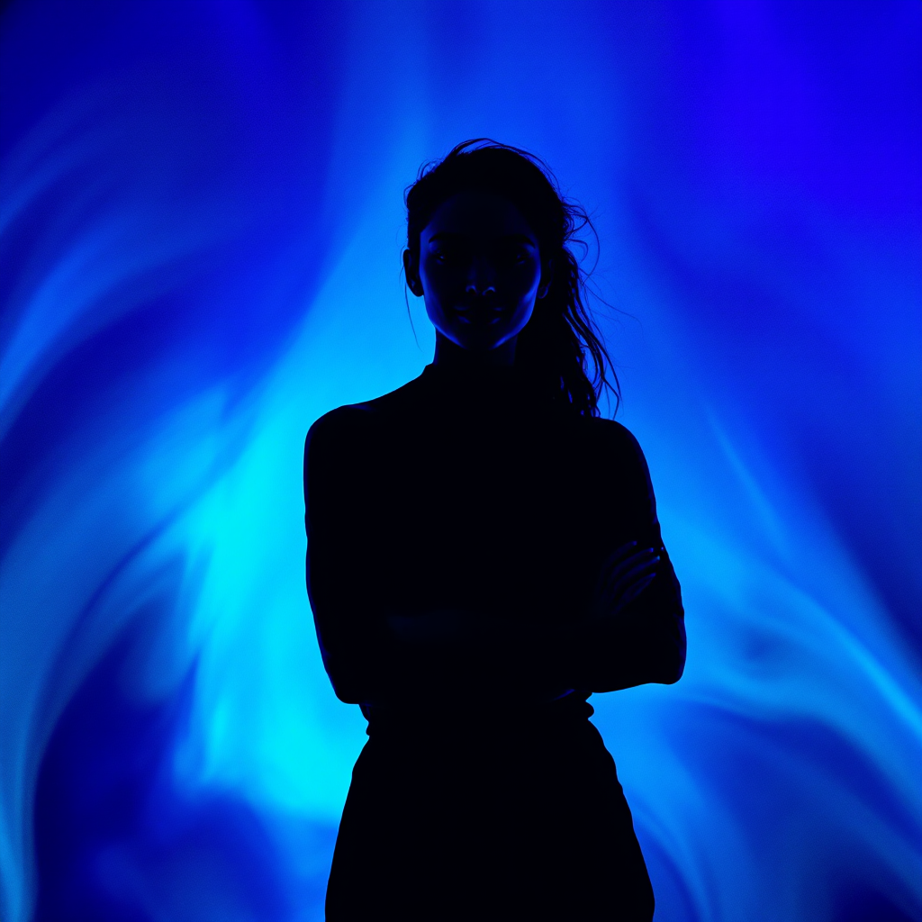 A silhouette of a woman stands confidently against a swirling blue background, embodying the wisdom and street smarts highlighted in the quote.