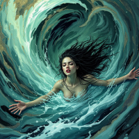 A woman emerges from turbulent ocean waves, arms outstretched, embodying the struggle and resilience expressed in the quote, The only way to get over something is to go through it.