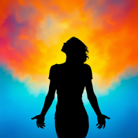 A silhouette of a person with outstretched arms against a vibrant, colorful background, symbolizing resilience and the idea that pain shapes us but does not define us.