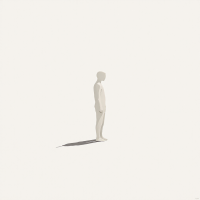 A solitary figure stands in a minimalistic environment, casting a long shadow, embodying the caution suggested by the quote, You can’t be too careful in this world.