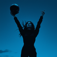 A silhouetted figure raises a helmet in one hand and extends the other arm upward against a deep blue sky, embodying the quote about living life to the fullest.