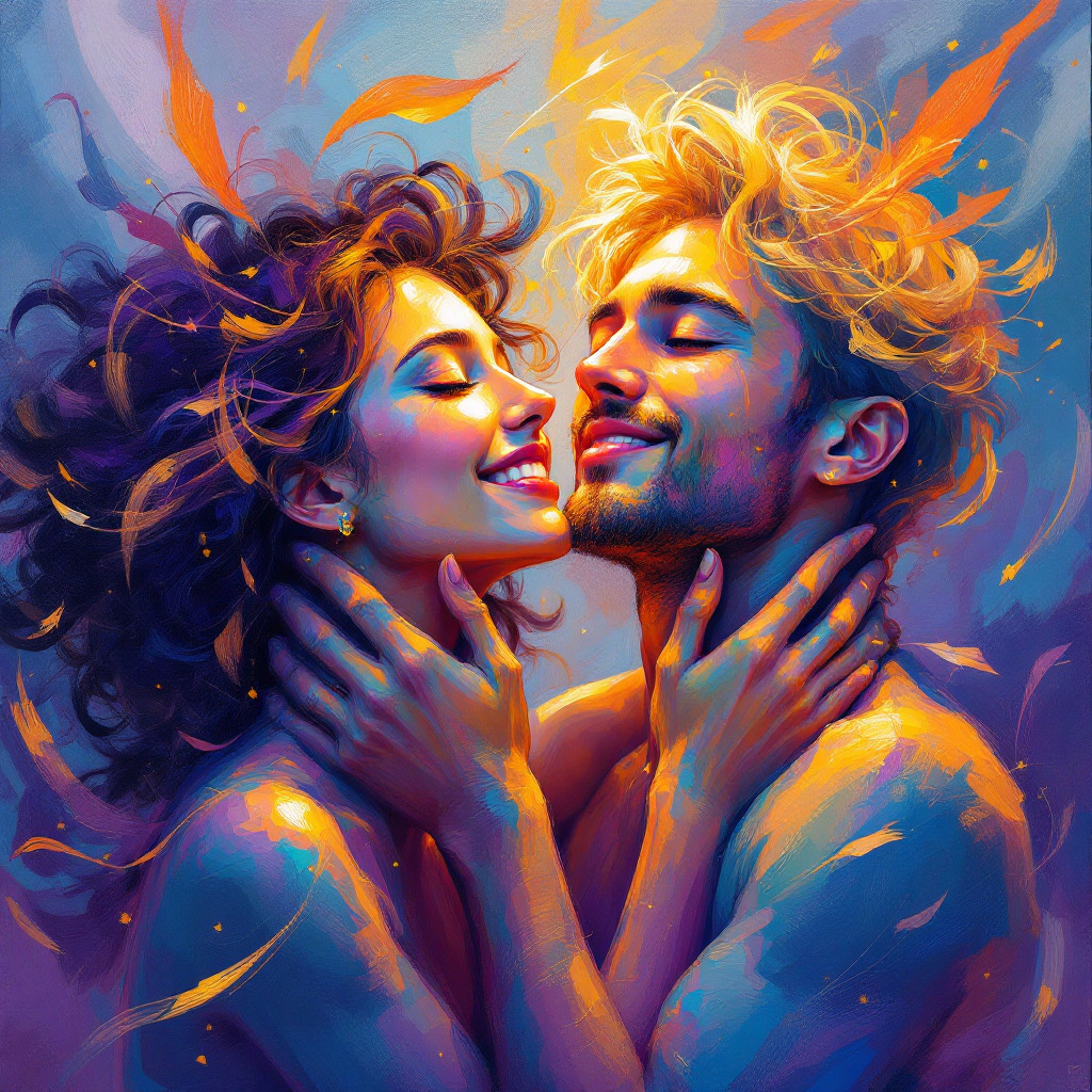 A vibrant, colorful illustration of two close friends sharing a joyful moment, their faces radiating happiness and warmth, embodying the sentiment that a good friend is a treasured gift.