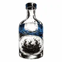 A clear bottle with water filling the top chamber and vapor swirling in the bottom chamber, separated yet contained within the same vessel.