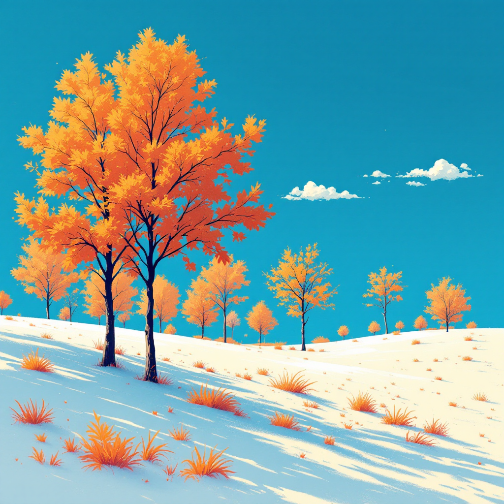 A vivid autumn landscape features trees with bright orange leaves against a bright blue sky, evoking the beauty and warmth of October as celebrated in the quote about embracing this season.