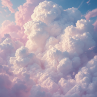 A serene sky filled with soft, fluffy clouds in shades of pink and white, evoking a sense of celebration and the diverse expressions of desire and identity.