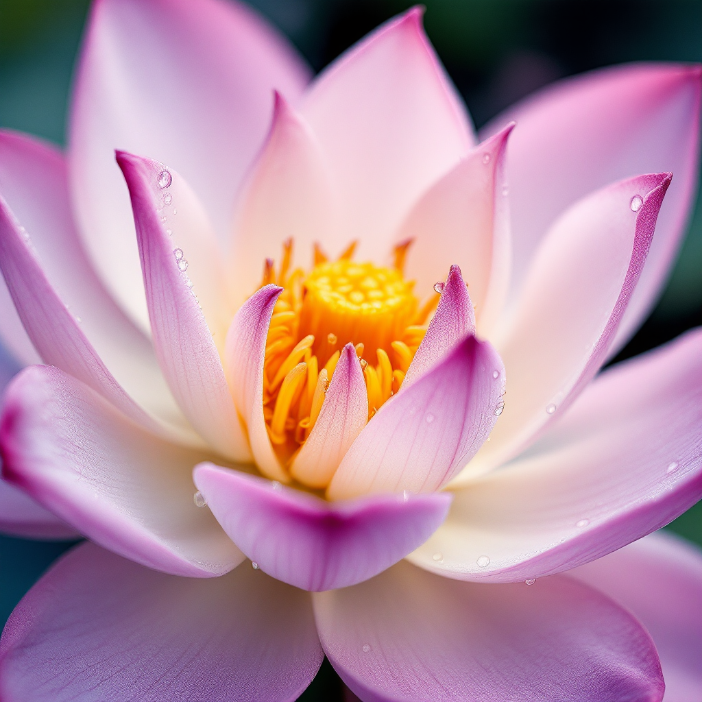 A close-up of a pink and white lotus flower with droplets of water on its petals, symbolizing grace and the journey of life’s rhythm.