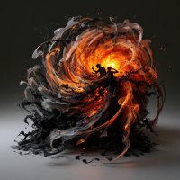 A swirling vortex of fiery orange and dark tendrils illustrates the duality of passion, depicting its potential as both a powerful ally and a pathway to darkness.