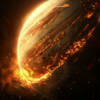 A planet engulfed in flames, the atmosphere ablaze, reflecting the vivid imagery from the book quote: She wondered how long it would take for the entire planet to catch fire, once the experiment began.