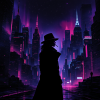 A silhouetted figure in a trench coat and hat stands against a vibrant neon cityscape, embodying the theme of making difficult choices for potentially rewarding outcomes.