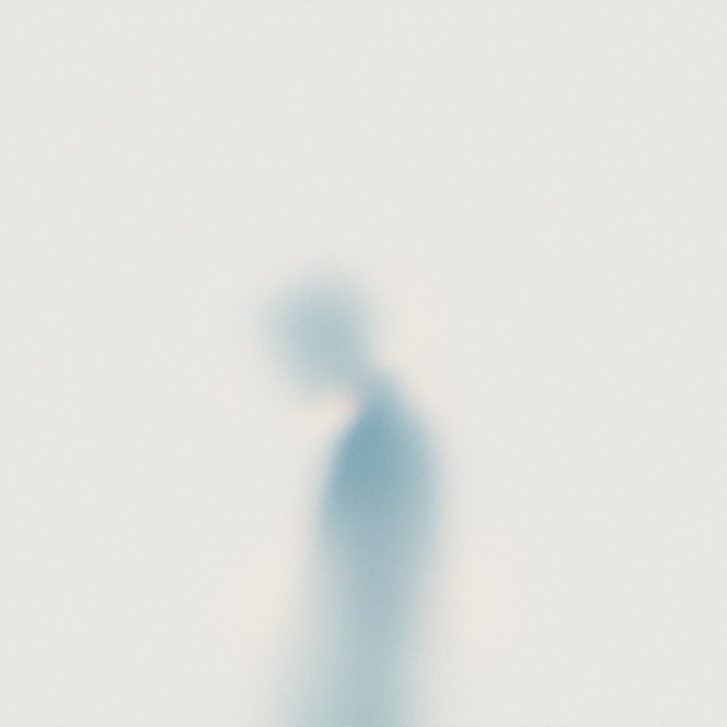 A blurred silhouette of a person, appearing lost in thought, evokes the essence of feeling isolated, reflecting the quote about being on the outside, looking in.