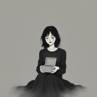 A somber figure sits on the ground, holding an open box with a pained expression, embodying the quote's theme of losing humanity through the loss of memories.