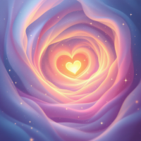 A swirling, multicolored rose with soft pinks and purples, revealing a glowing heart at its center, embodies the mystery of love, reflecting the quote's essence beautifully.