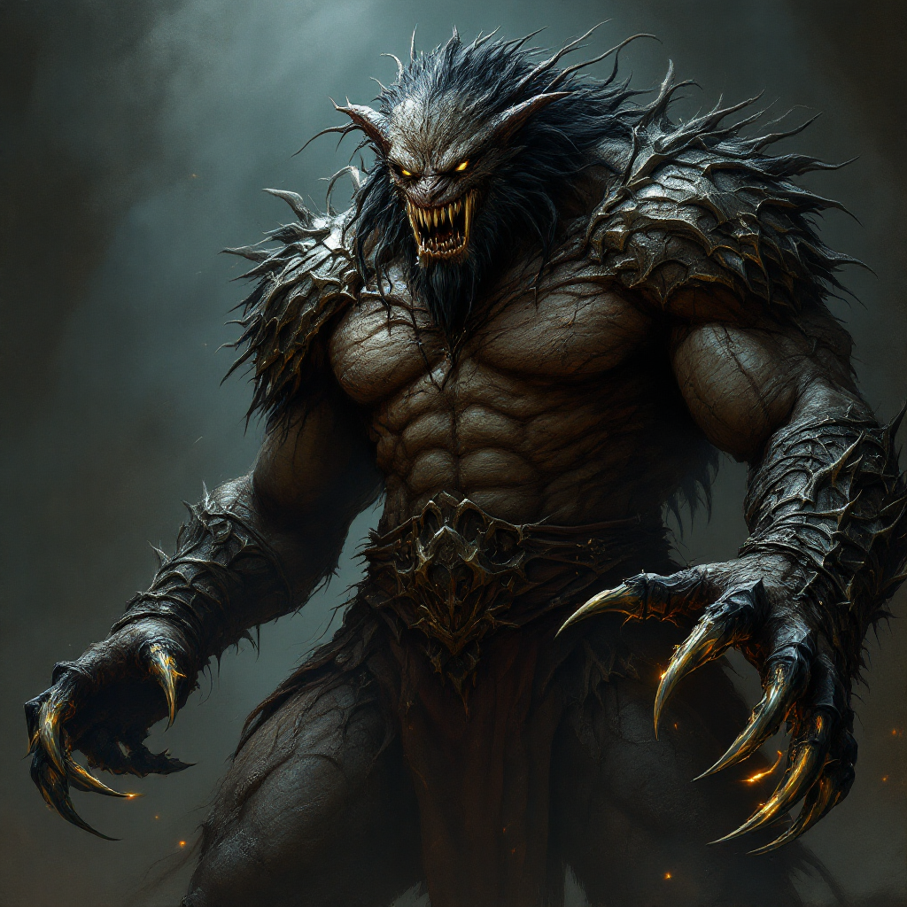 A muscular, bestial warrior stands menacingly, featuring sharp claws, elongated teeth, and intense eyes that seem to sense movement, embodying the fierce traits of the Ildirans.