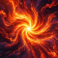 A swirling vortex of fiery orange and purple energies radiates from a bright core, embodying the quote: Power is not something you are given, it is something you take.