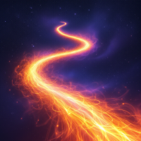 A glowing, swirling path of vibrant orange light winds through a deep purple starry background, symbolizing the journey and the essence of movement itself.