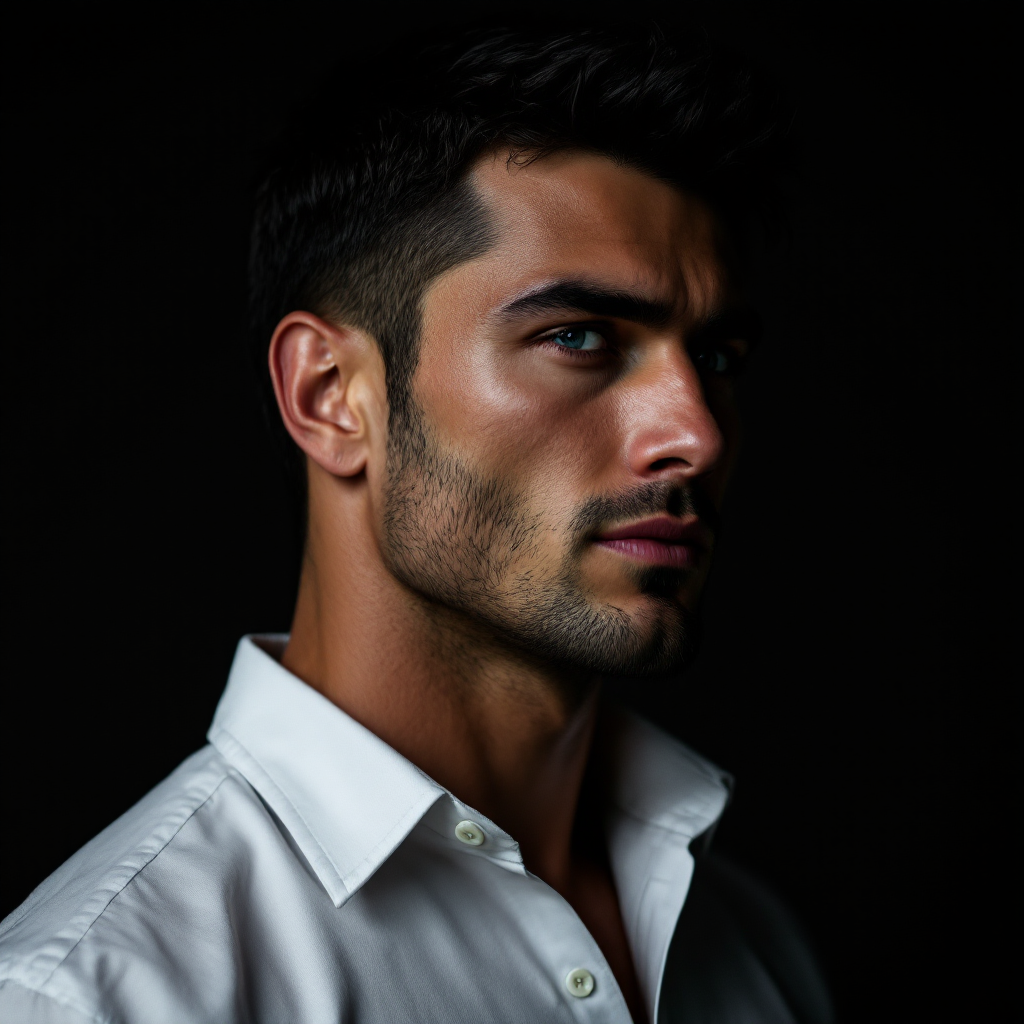 A pensive man in a white shirt gazes thoughtfully into the distance, embodying the longing and devotion expressed in the quote about willingness to make someone smile again.