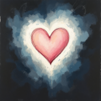 A vibrant pink heart radiates light against a dark, swirling backdrop, embodying the quote In a world of chaos, love can be our greatest weapon.