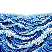 An expansive ocean scene filled with dynamic blue waves, symbolizing potential and discovery as expressed in the quote about the future being an open sea.