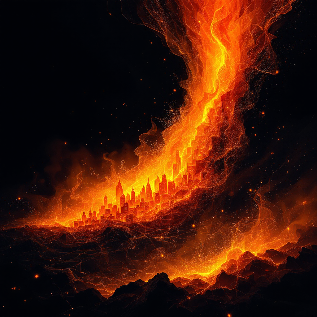 A fiery, swirling eruption of orange and red light contrasts against a dark background, evoking a sense of transformation and perspective, resonating with the power of seeing things differently.