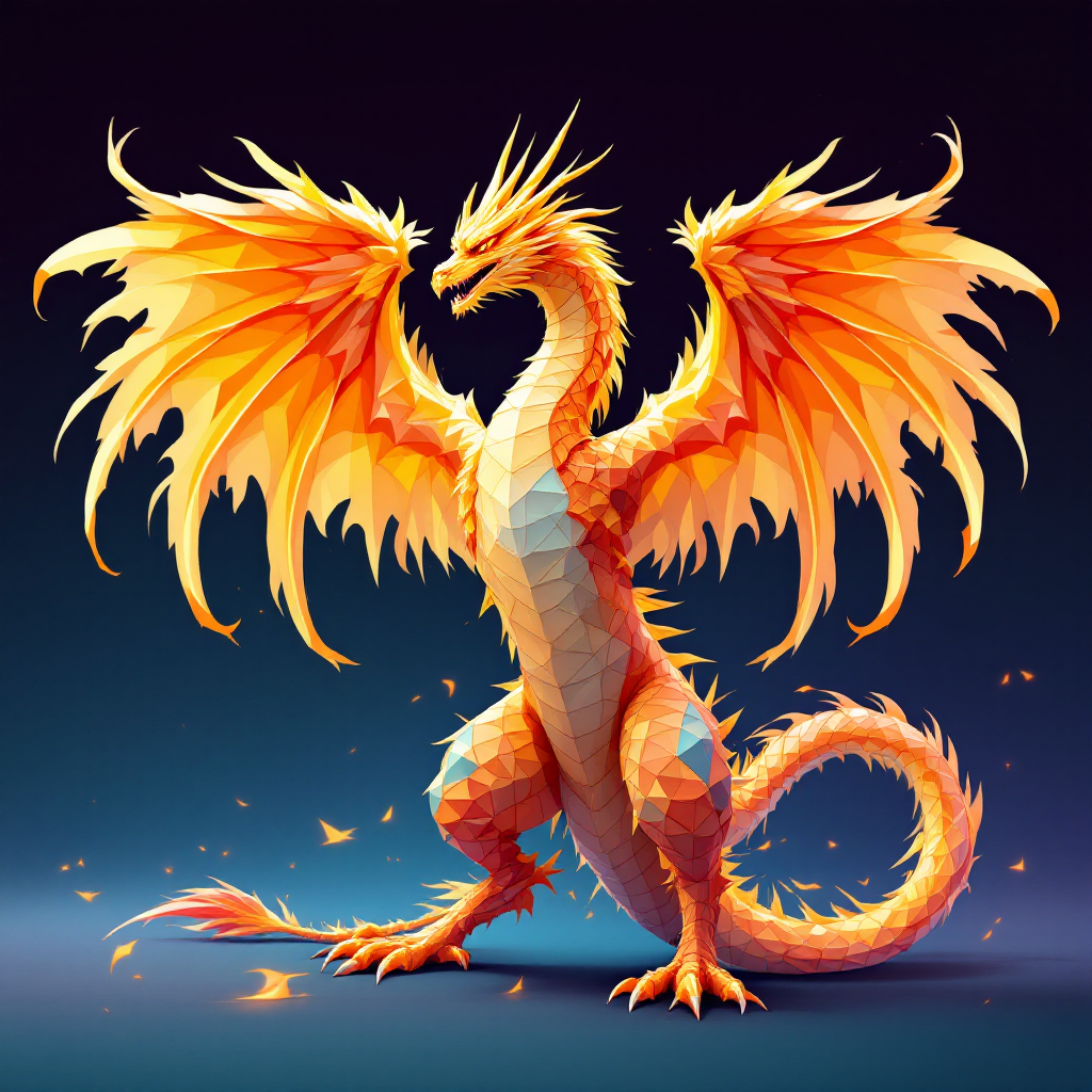 A vibrant, stylized orange dragon stands majestically against a dark background, embodying resilience and the spirit of persevering in the face of adversity.