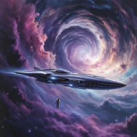 A sleek spaceship hovers near a swirling nebula, embodying the quote's essence of rebirth and infinite possibilities amidst the vastness of space.