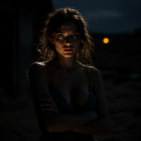 A woman stands with arms crossed, illuminated by a soft glow against a dark, moody backdrop, embodying the quote The prize is worth the pain. The expression reflects determination and resilience.