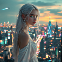 A contemplative figure with long, flowing hair gazes out over a vibrant cityscape at twilight, embodying the longing for love expressed in the quote about the fear of living without it.