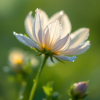 A dew-kissed flower stands gracefully against a soft green background, embodying the beauty and resilience of life, echoing the sentiment of fighting for a world worth cherishing.