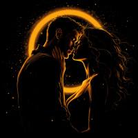 A couple shares a passionate kiss, framed by a glowing orange halo, embodying the essence of uncontrollable love as described in the quote, Love is not a choice.