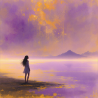 A solitary figure stands on a beach at twilight, gazing at a vast, colorful sky, embodying the essence of longing and the unknown captured in the quote about loneliness.