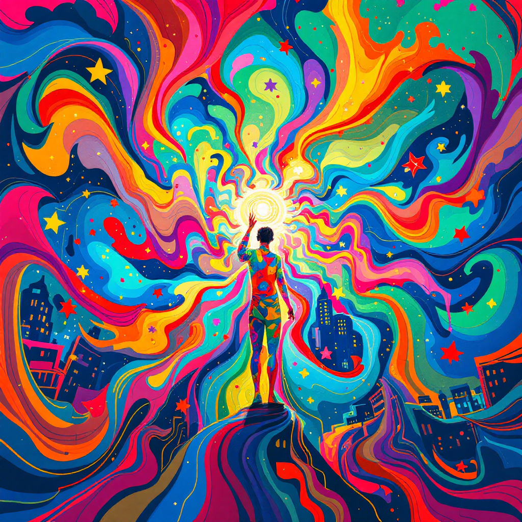 A vibrant, swirling explosion of colors surrounds a silhouetted figure standing confidently, symbolizing the empowerment and right to control one's own life.